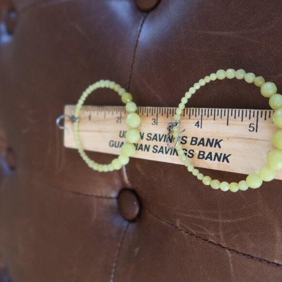 Chan Luu faceted light green jade (?) front facing hoops earrings 2" long drops - Picture 10 of 13